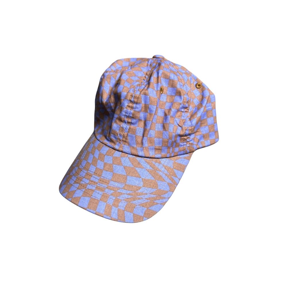BAGGU trippy checkered lavender baseball hat adjustable organic cotton cap